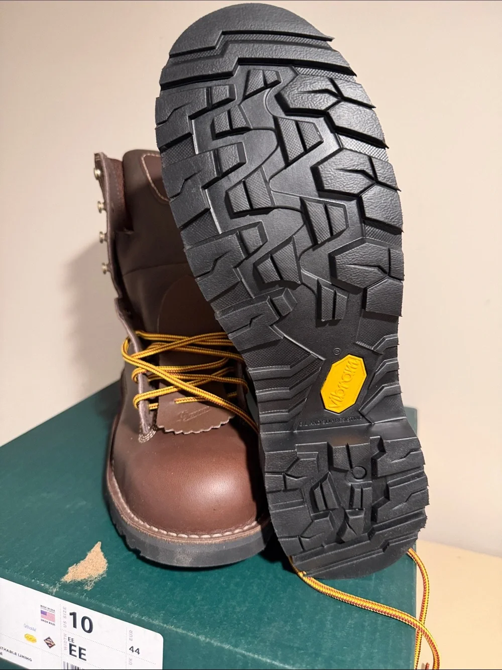 Danner Brown Work Boots with Yellow Laces
